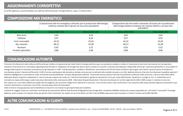 seconda parte della pagina quattro di EnergieChiare